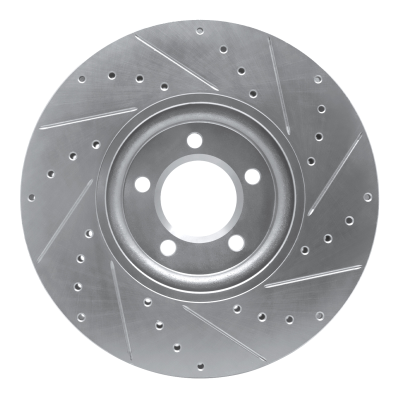 Jaguar VanDEN PLAS Brake Rotor (1) - Front Left - R1 Concepts - Drilled & Slotted - Silver - `03-`05